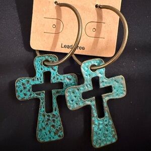 Turquoise Cross Earrings